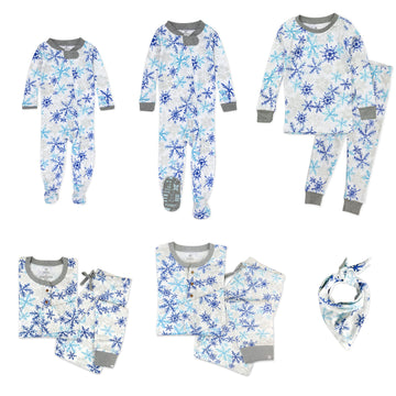 Honestbaby Baby Organic Cotton Holiday Family Jammies, Falling Snowflakes White, Men'S 2-Piece Pajama Set Xx-Large