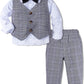 A&J Design Baby Suits For Boys Gentleman Wedding Formal Ring Bearer Plaid Outfit Dress Clothes Tuxedo Set Light Gray 18-24 Month