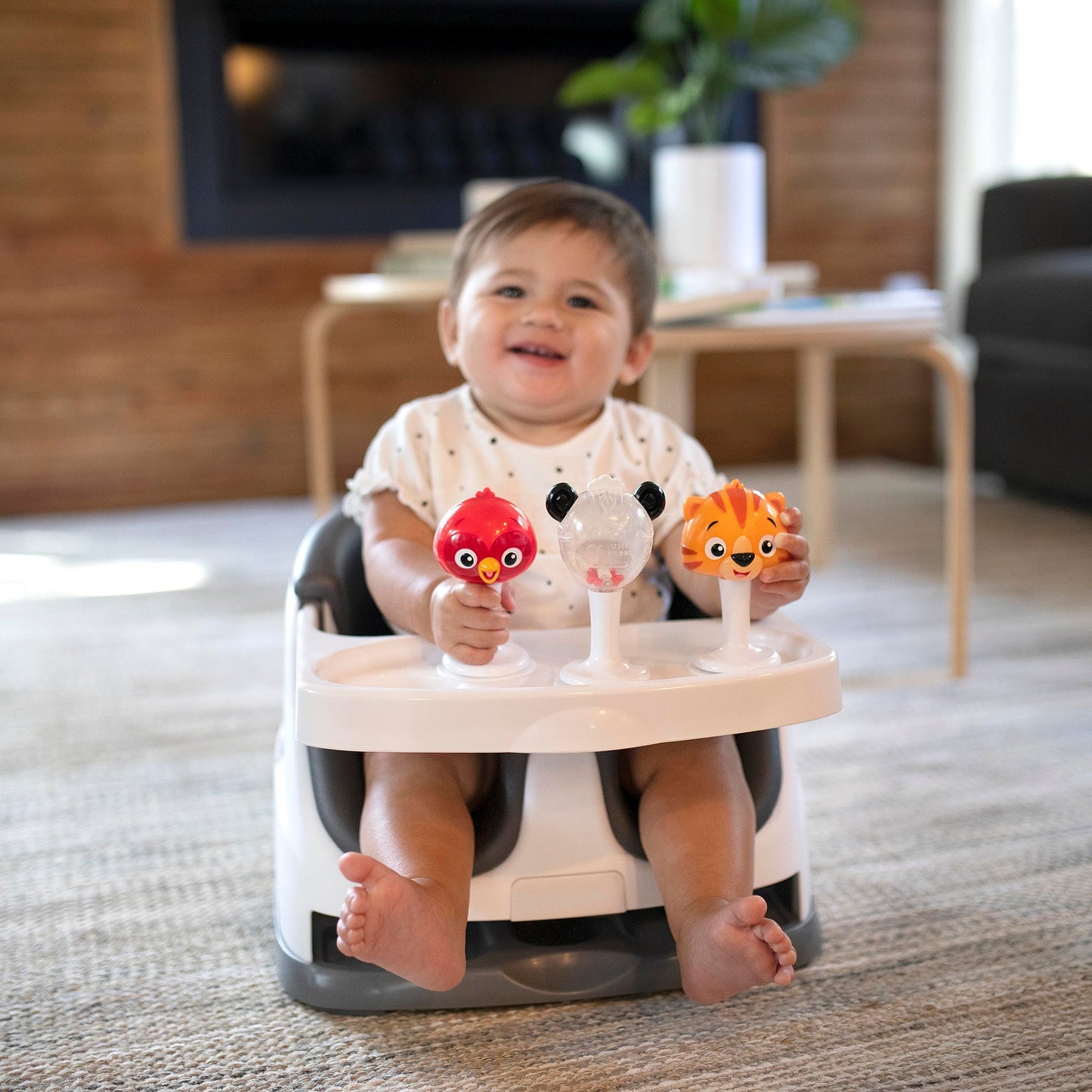 Baby Einstein Rattle & Jingle Trio High Chair Suction Toys Take-Along Musical Rattle  Set Age 6 Months +, Multicolor, 3 Count