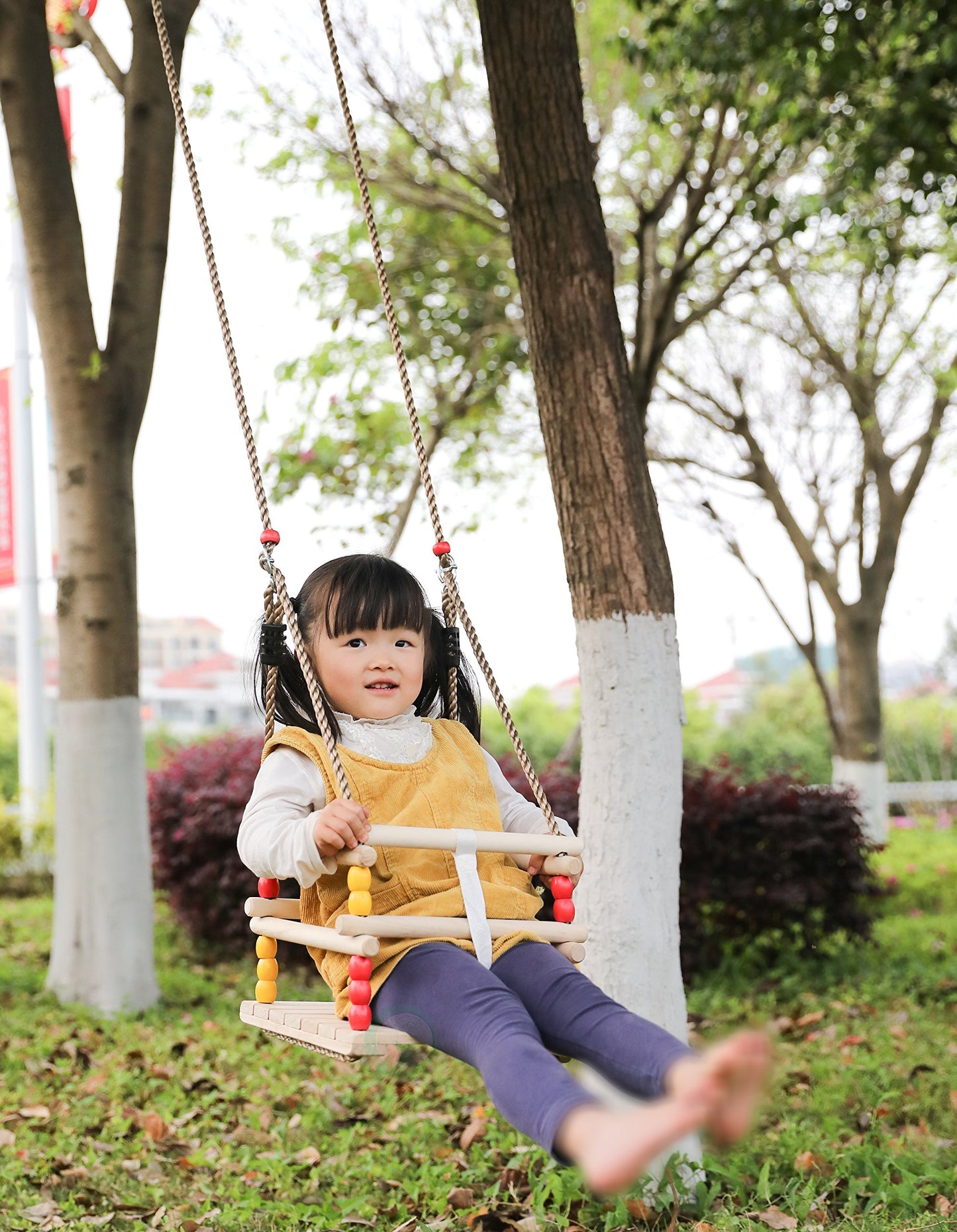 Playberg Wooden Baby Swing With Hanging Ropes, For Babies And Toddlers