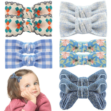 Baby Hair Clips,10Pcs 2' Fully Lined Hair Bow Clips For Babies, Hair Bows Cotton Hair Accessories For Baby,Toddlers, And Little