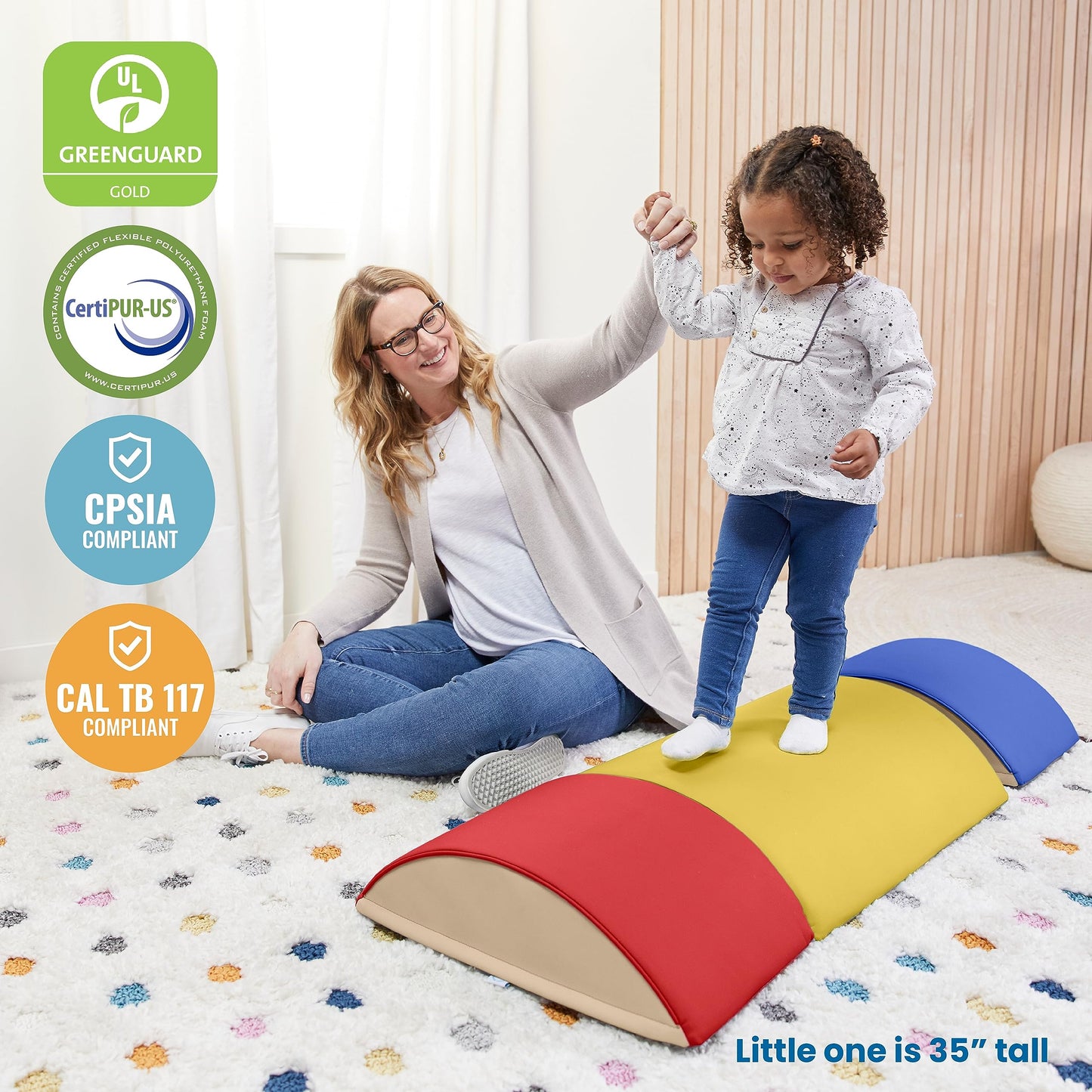 Ecr4Kids Softzone Colorful Log Climber Set, Balance Builders, Assorted, 3-Piece