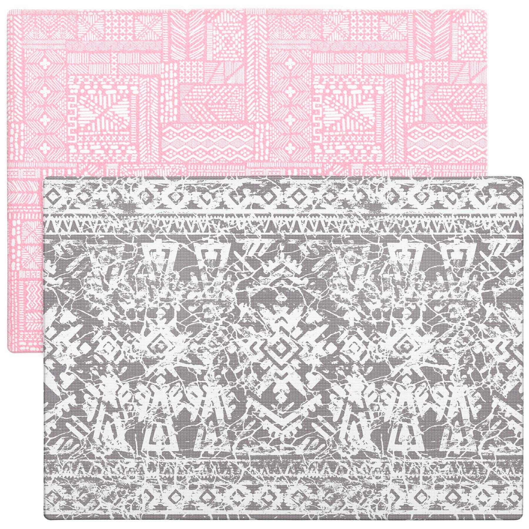 Cushmat Stylish Reversible Foam Play Mat (Large, Explorer - Ash Rose) - Soft, Waterproof, Durable Play Mat For Infants, Babies,