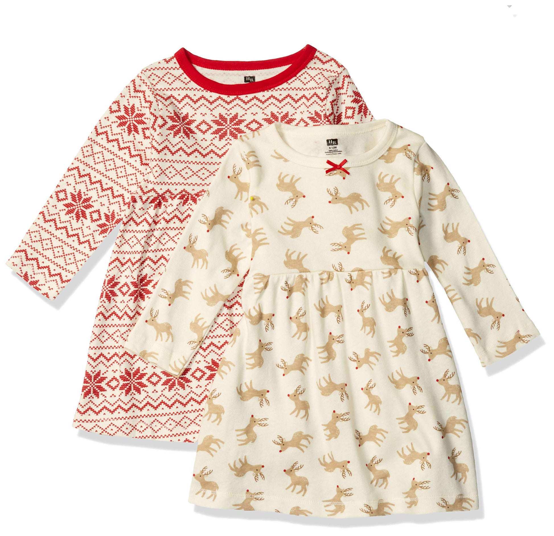Hudson Baby Infant And Toddler Girl Cotton Dresses Reindeer, 5 Toddler