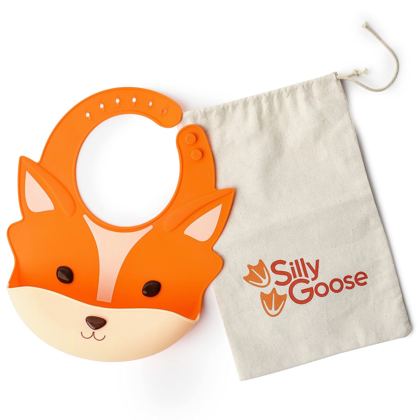 Silly Goose Silicone Animal Baby Bibs For Babies And Toddlers, Waterproof, Adjustable, Soft, Extra Wide Food Catcher Pocket (Bab