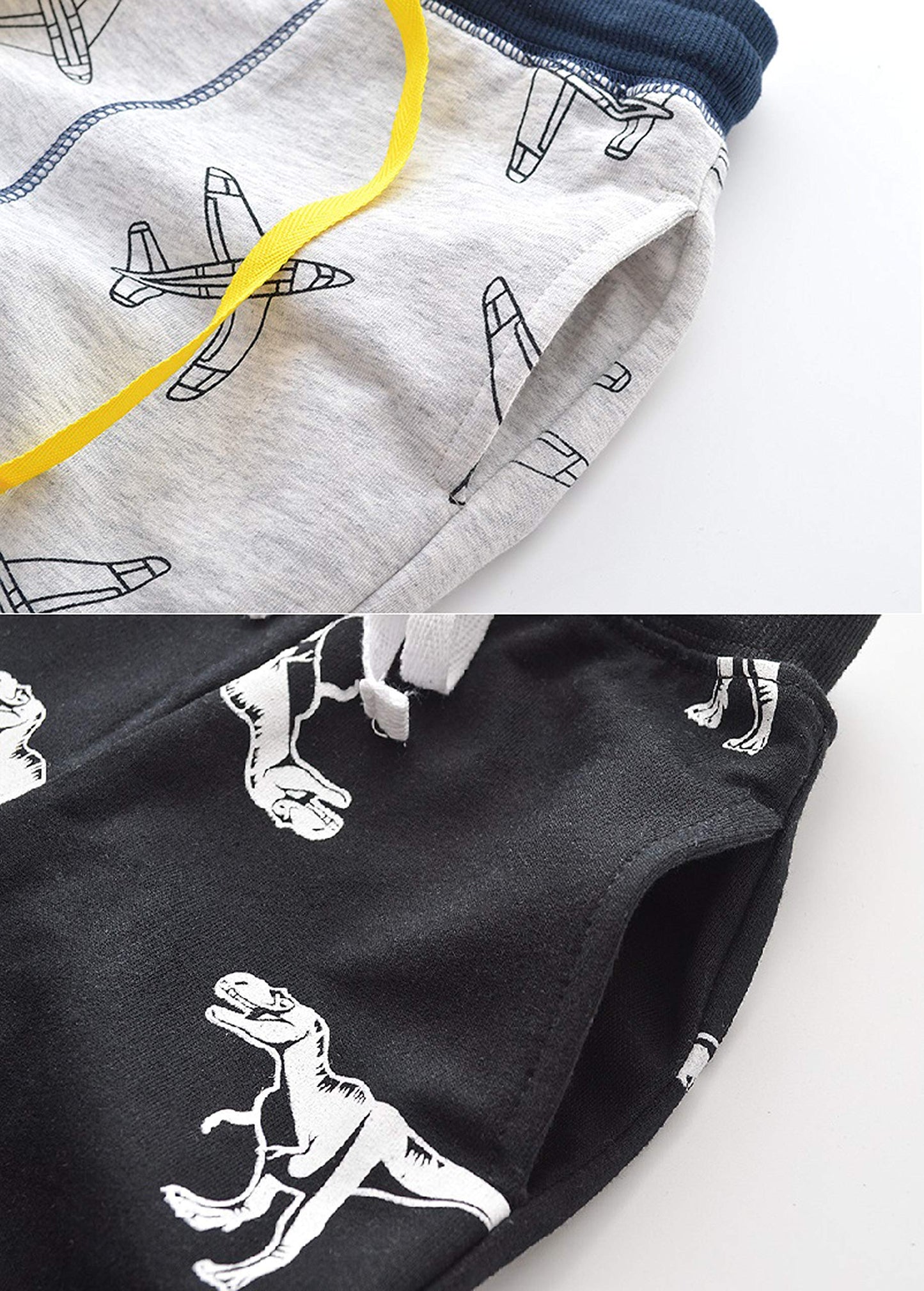 Huaer& Baby Boy'S Jogger Pants Dinosaur Car Drawstring Elastic Sweatpants (1-Pack 2-Pack) (Airplane + Dinosaur5T)