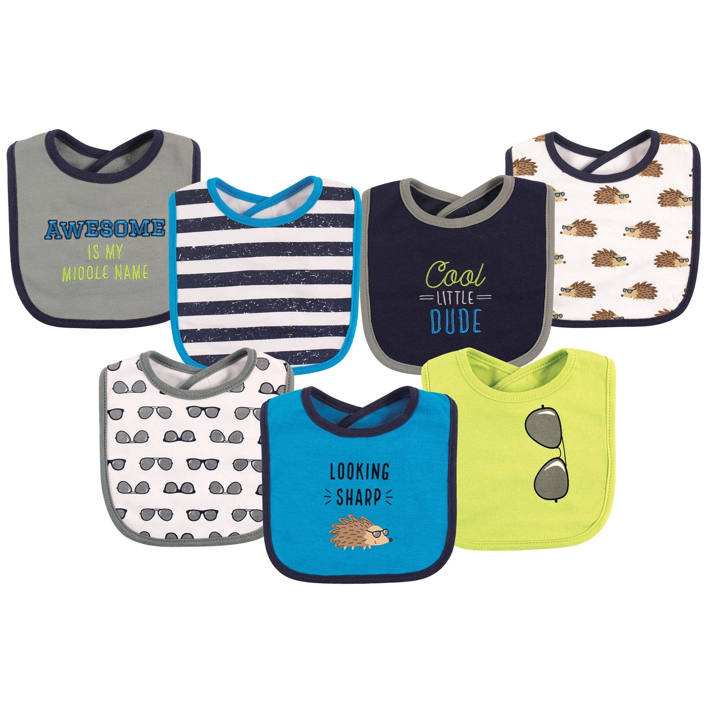 Hudson Baby Unisex Baby Cotton Bibs, Hedgehog, One Size
