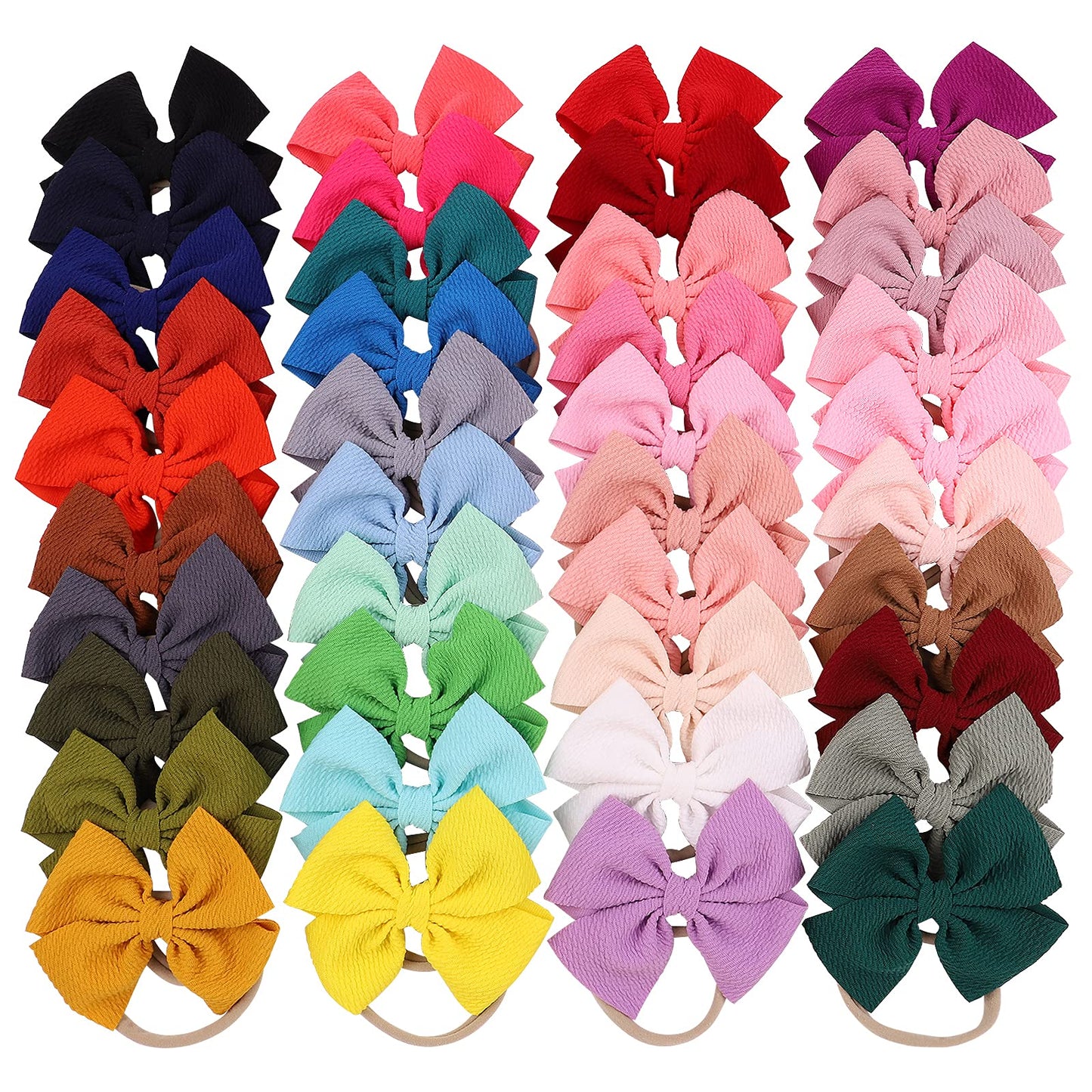 40Pcs Baby Girls Hair Bows Headband Nylon Hair Band Elastic Hair Accessories For Kids Infants Toddlers