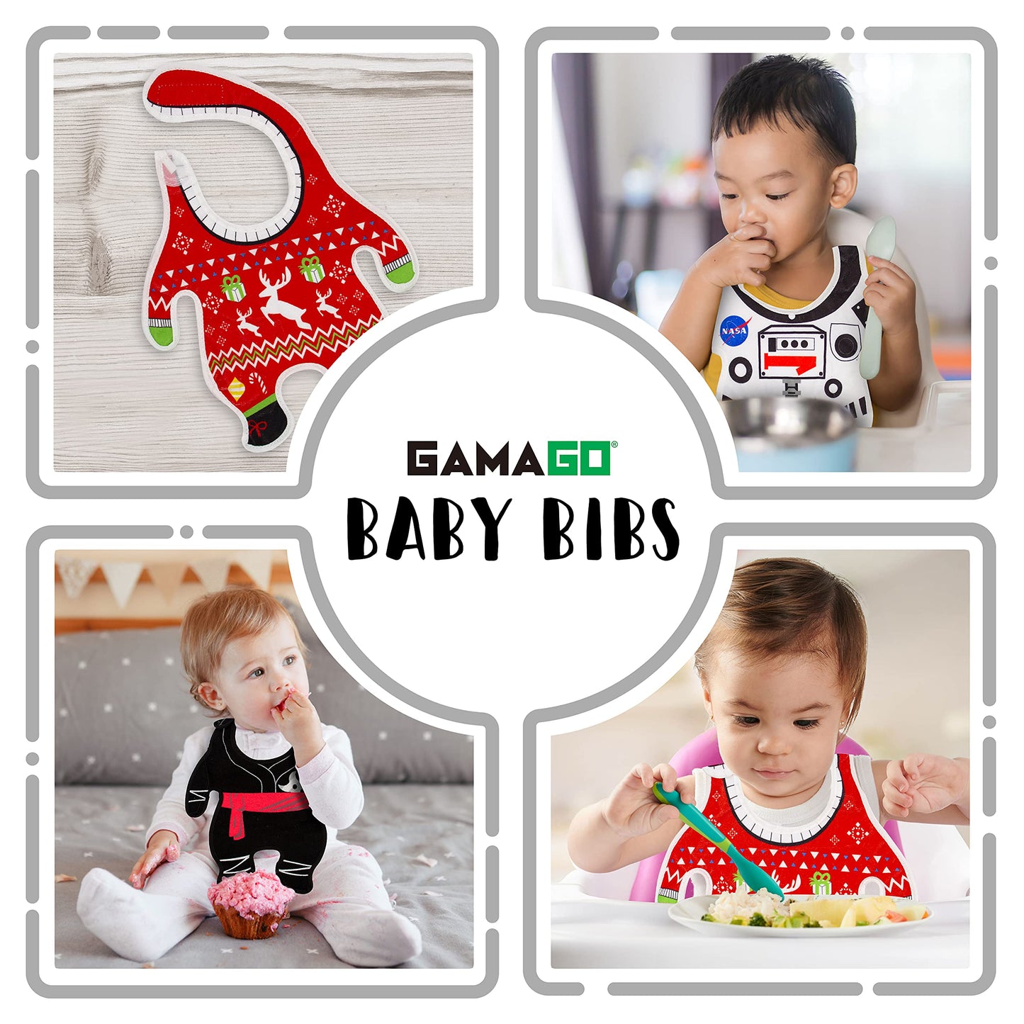 Gamago Ugly Christmas Sweater Baby Bib 12' X 10' X 0.1', Red, One Size, (Sf1862)
