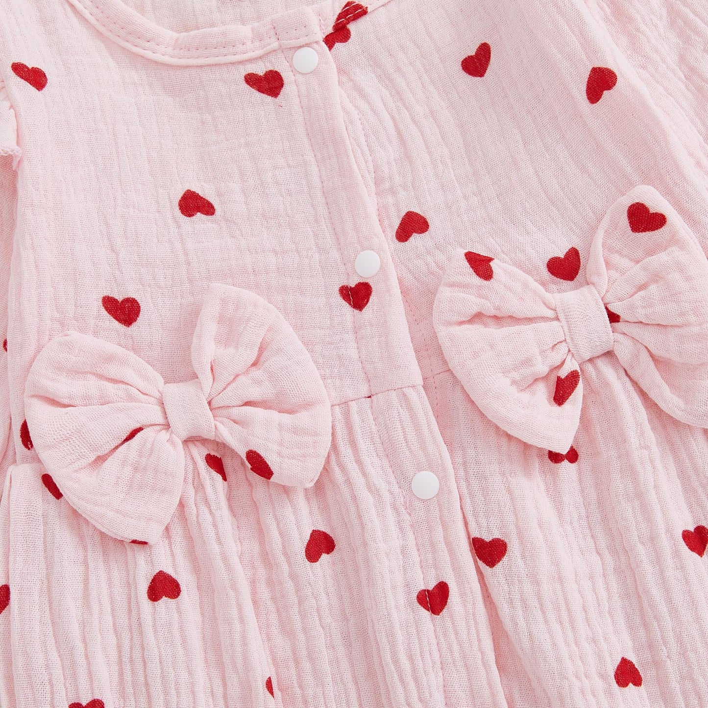 Sasaerucure Infant Baby Girl Valentines Outfit Long Sleeve Heart Jumpsuit Newborn Baby Girl Smocked Bubble Romper + Headband (Pi