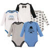Hudson Baby Unisex Baby Cotton Long-Sleeve Bodysuits, Perfect Gentlemen, 6-9 Months Us