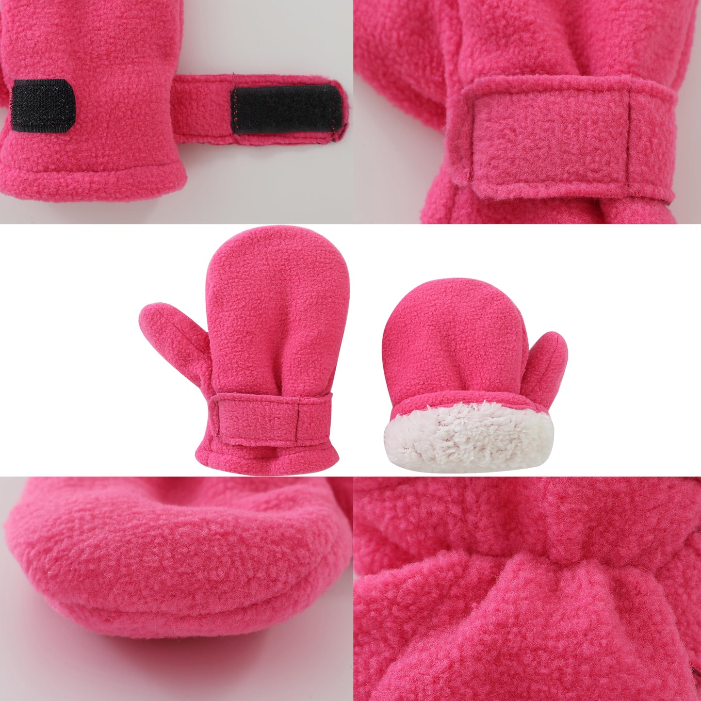 Baby Toddler Mittens Boys Girls Winter Outdoor Gloves Kids Easy-On Fleece Warm Mittens Pink 3 Pair L(2-4 Years)