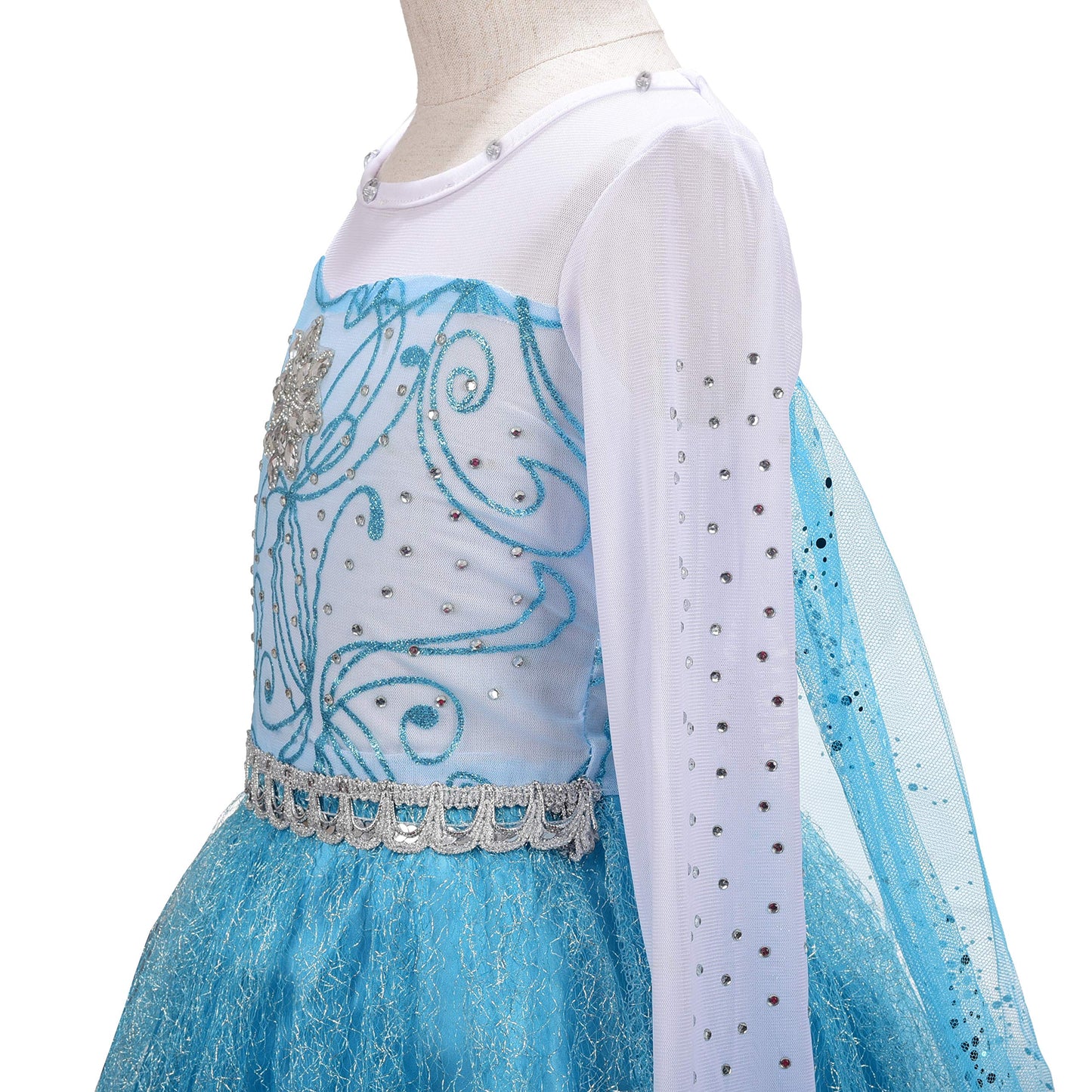 Lito Angels Toddler Girls Princess Dress Up Costumes Snow Queen Dress Halloween Christmas Long Train With Accessories Size 4-5