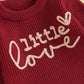 My First Valentines Day Baby Girl Outfit Baby Valentines Day Sweater Love Embroidery Knit Pullover Sweatshirt Top(E-Red Little L