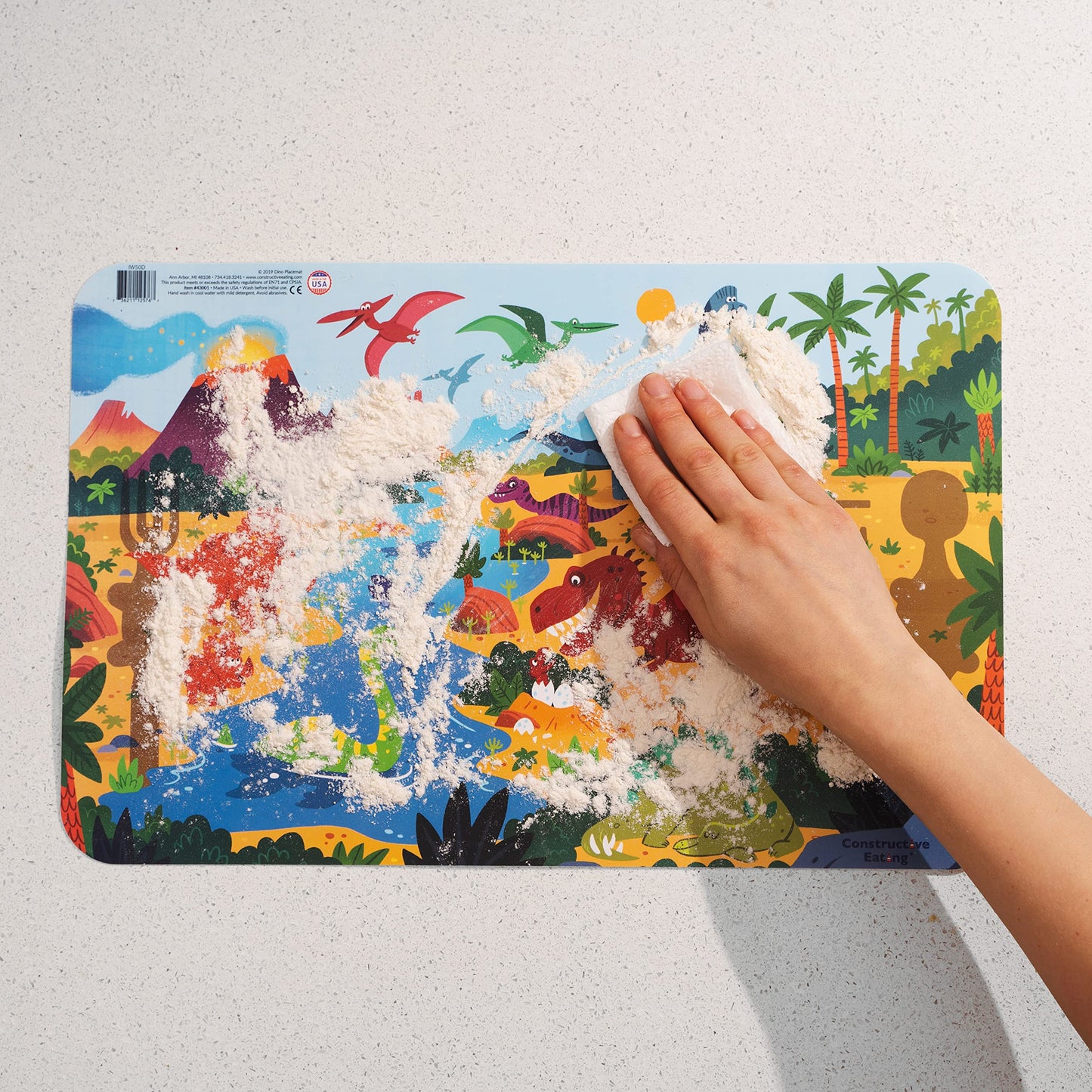 Constructive Eating Made In Usa Placemat For Toddlers, Infants, Babies And Kids - Made With Materials Tested For Safety (Dino)
