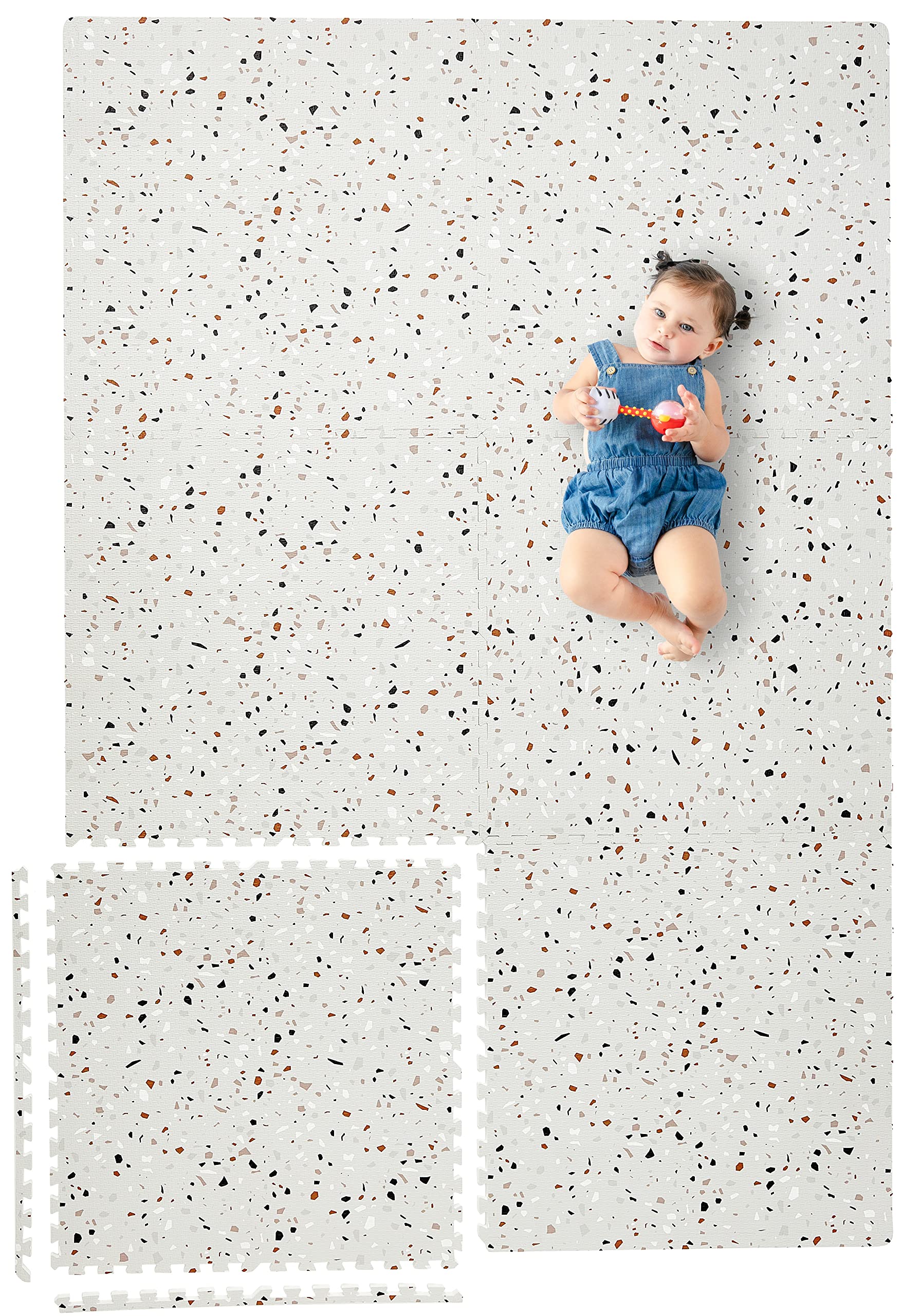 Yay Mats Stylish Extra Large Baby Play Mat. Soft, Thick, Non-Toxic Foam Covers 6 Ft X 4 Ft. Expandable Tiles With Edges Infants