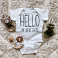 Ink Trendz Hello I 'M New Here... Announcement Baby Bodysuit One Piece Romper (White, Newborn)