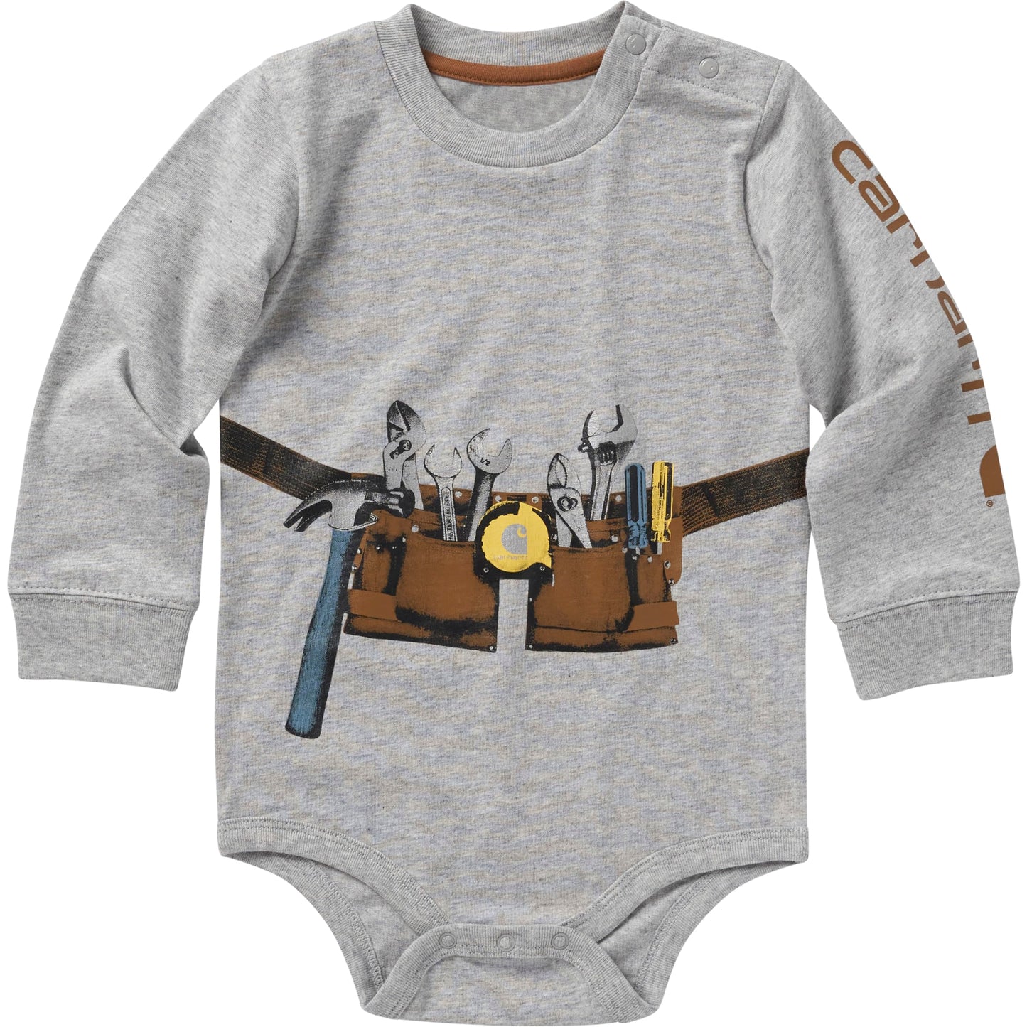 Carhartt Unisex Baby Long-Sleeve Tool Belt Bodysuit Onesie, Grey Heather, 18 Months