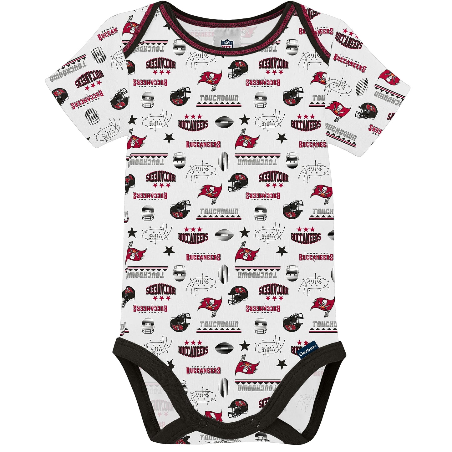 Gerber Unisex Baby Nfl 3 Pack Short Sleeve Onesie Bodysuit, Team Color, 6-12 Months
