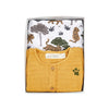 Masilo Organic Cotton Baby Romper and Swaddle Blanket Set  Yellow  Size 06 Months  Unisex  Born to Be Wild
