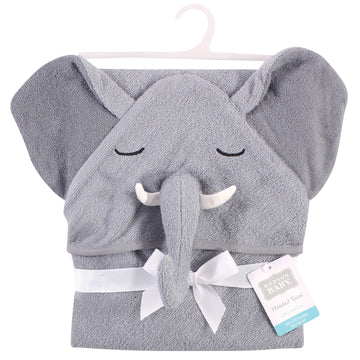 Hudson Baby Unisex Baby Cotton Animal Face Hooded Towel, Tusks Elephant, One Size