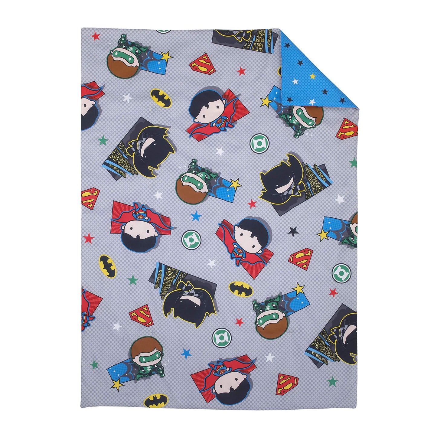Warner Brothers Justice League 4 Piece Toddler Bedding Set, Grey/Blue/Red/Black