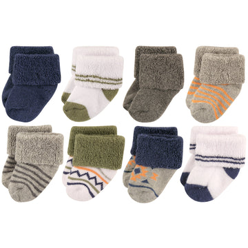 Luvable Friends Baby Boys Newborn And Terry Socks, Aztec, 0-6 Months Us