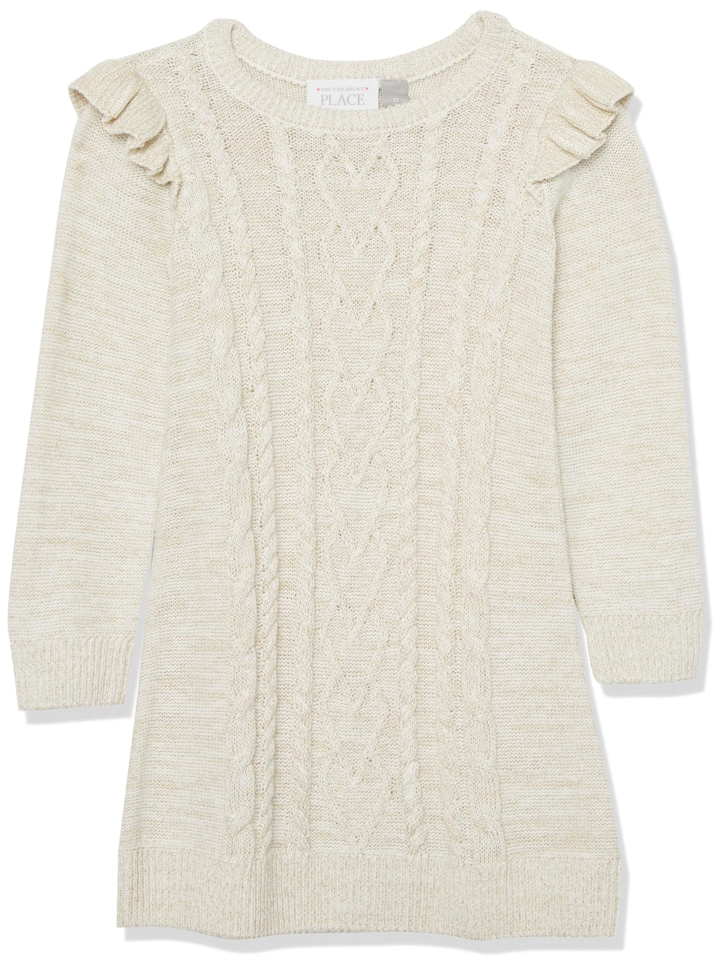 The Children'S Place,And Toddler Girls Cable Knit Long Sleeve Sweater Dress,Bunnys Tail,2T