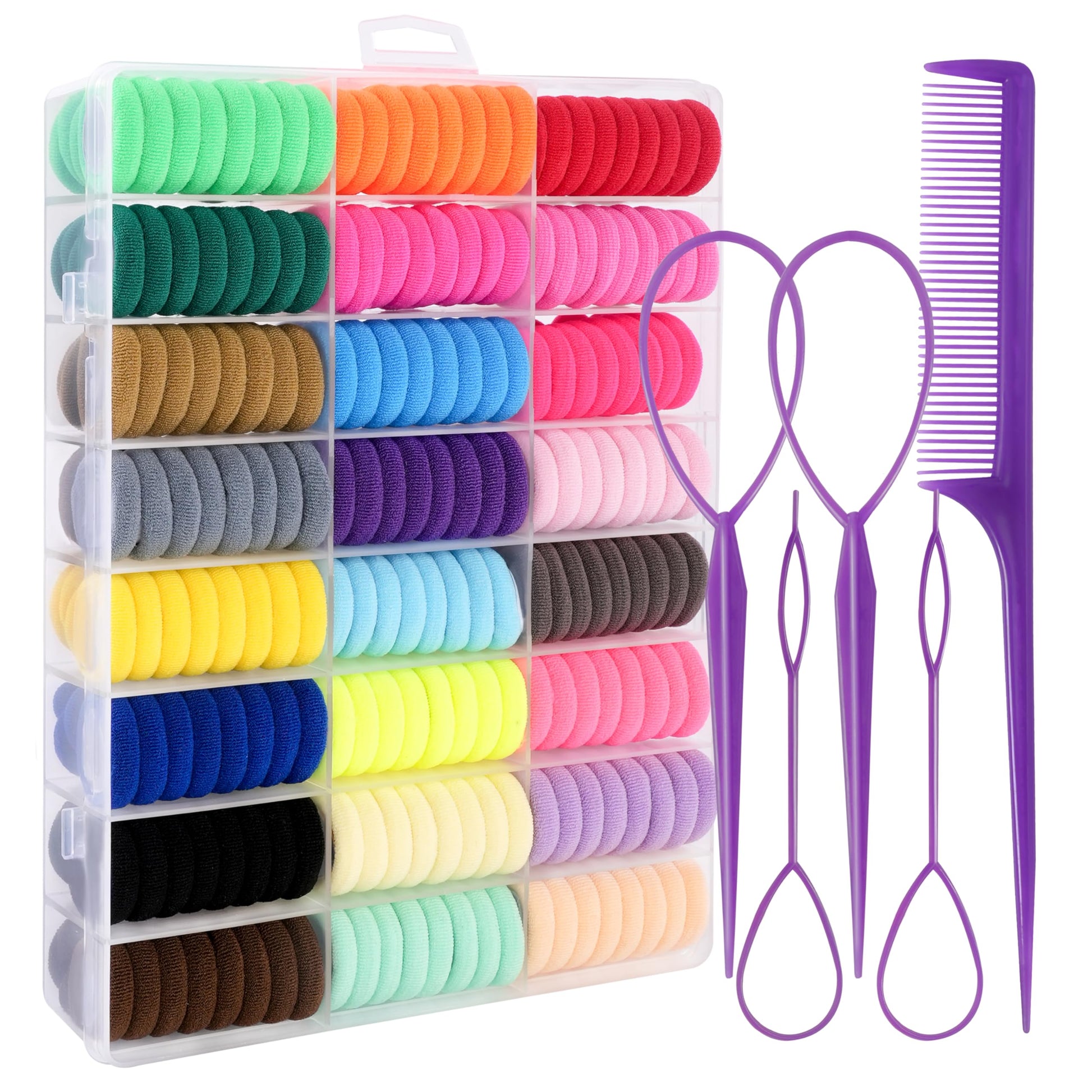 360 Pcs Baby Hair Ties, 24 Colors Cotton Toddler Hair Ties With Organizer Box, 1 Inch Seamless Baby Hair Bands For Toddler Girls