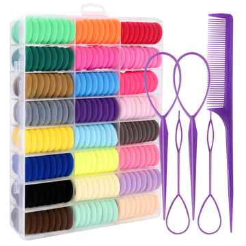 360 Pcs Baby Hair Ties, 24 Colors Cotton Toddler Hair Ties With Organizer Box, 1 Inch Seamless Baby Hair Bands For Toddler Girls