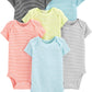 Simple Joys by Carters Unisex Babies Short-Sleeve Bodysuit, Pack of 6, Stripe, 3-6 Months