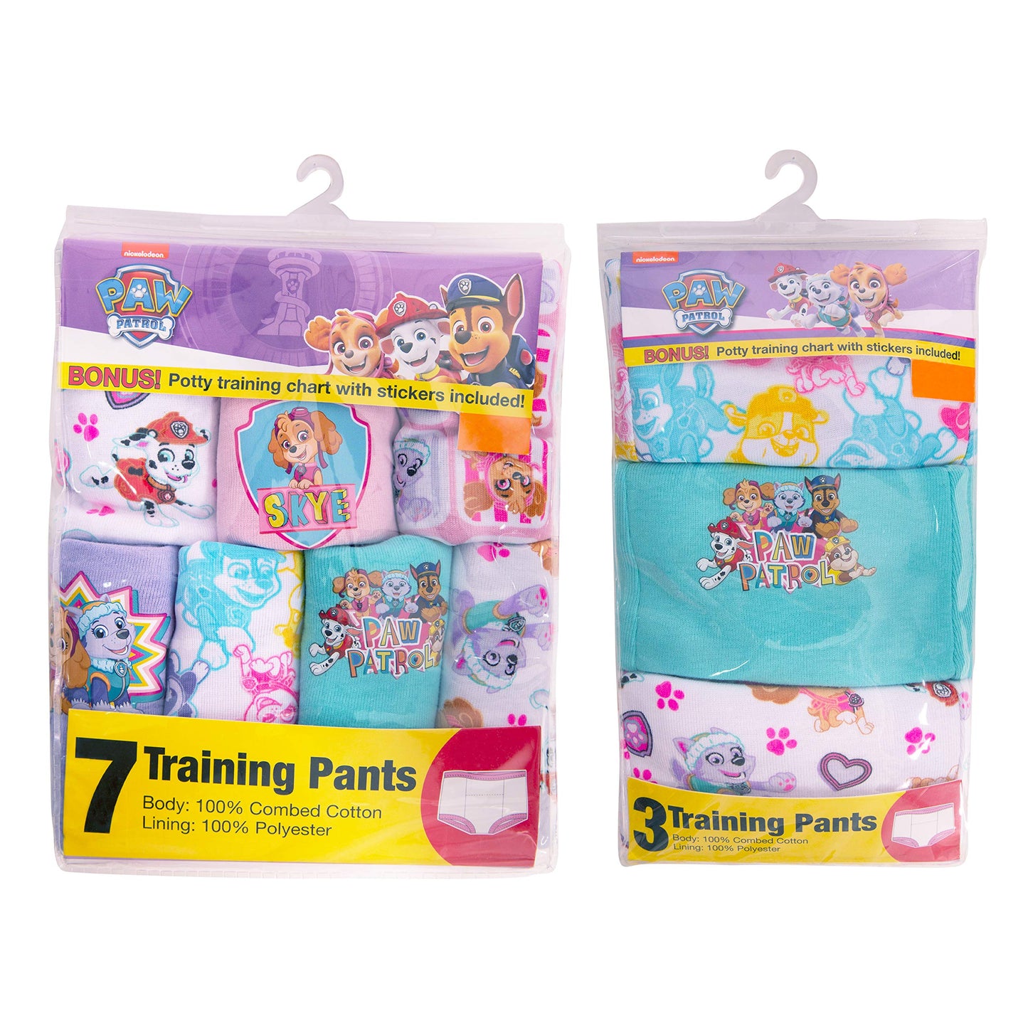 Paw Patrol Girls Toddler Potty Training Pants With Chase, Skye & More With Success Chart & Stickers Size 18, 2T, 3T, 4T, 10-Pack
