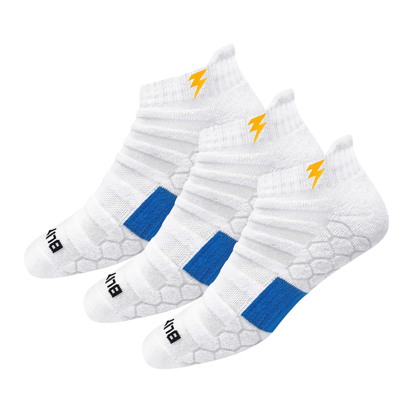 Blitzsox MenS Ankle Length Cotton Blend Socks (Pack Of 3) (BlAthIndLcW_White)