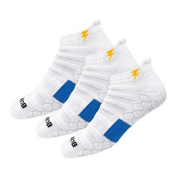 Blitzsox MenS Ankle Length Cotton Blend Socks (Pack Of 3) (BlAthIndLcW_White)