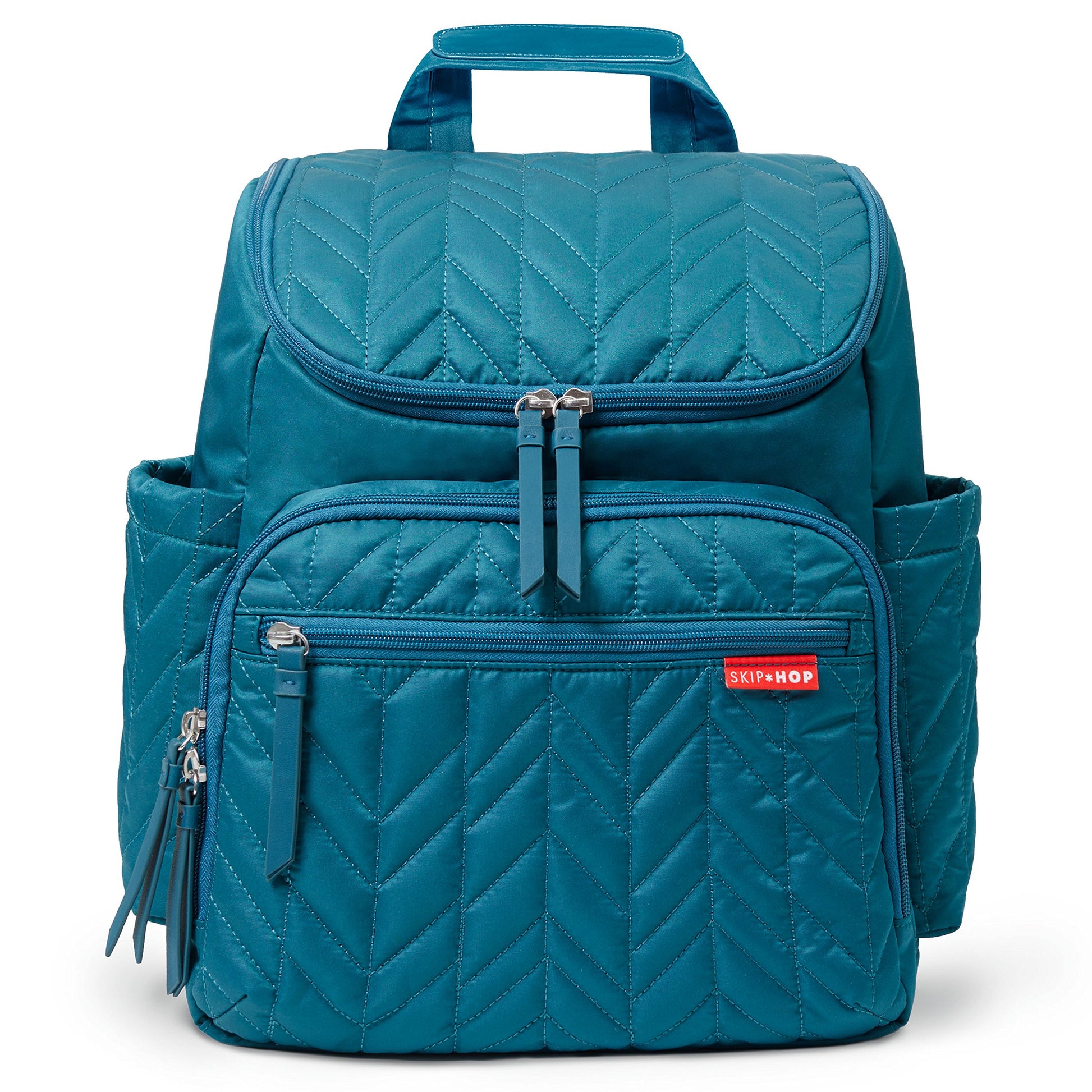 Skip Hop Diaper Bag Backpack Forma, Multi-Function Baby Travel Bag With Changing Pad, Teal With Grey Interior