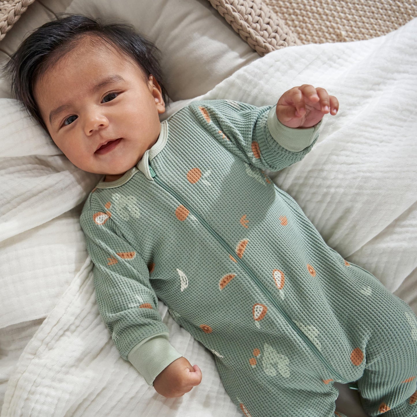 Gerber Baby Unisex 2-Pack 2-Way Zip Thermal Footed Sleep 'N Play, Desert Fruit, 3-6 Months