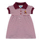 College Baby Striped Game Day Polo Dress With Bloomer - Arizona State Sun Devils Sparky Mascot Logo - Maroon/White - 3-6 Months