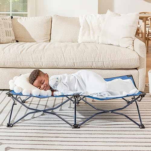 Regalo My Cot Portable Toddler Bed, Includes Fitted Sheet, Royal Blue , 48X24X9 Inch (Pack Of 1)