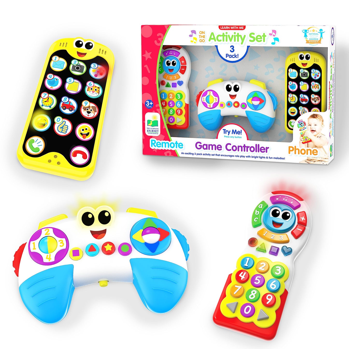 The Learning Journey Early Learning - On The Go Activity Set (3 Pack) Phone, Remote, and Controller - Baby Remote Control Toy fo