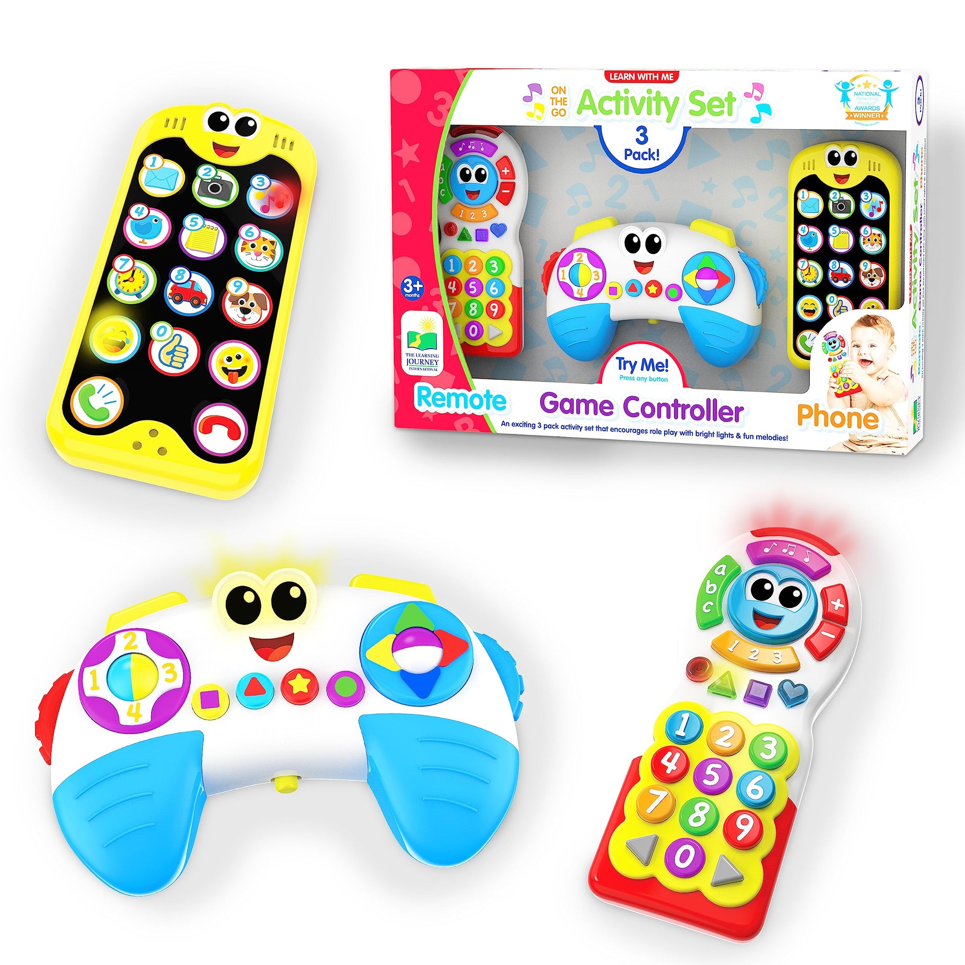 The Learning Journey Early Learning - On The Go Activity Set (3 Pack) Phone, Remote, and Controller - Baby Remote Control Toy fo