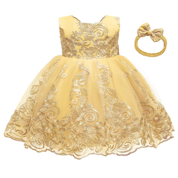 Cmmchaah Little Baby Girls Christmas Dresses Kids Toddler Formal Easter Ball Gown Birthday Pageant Dress (Yellow02,100)