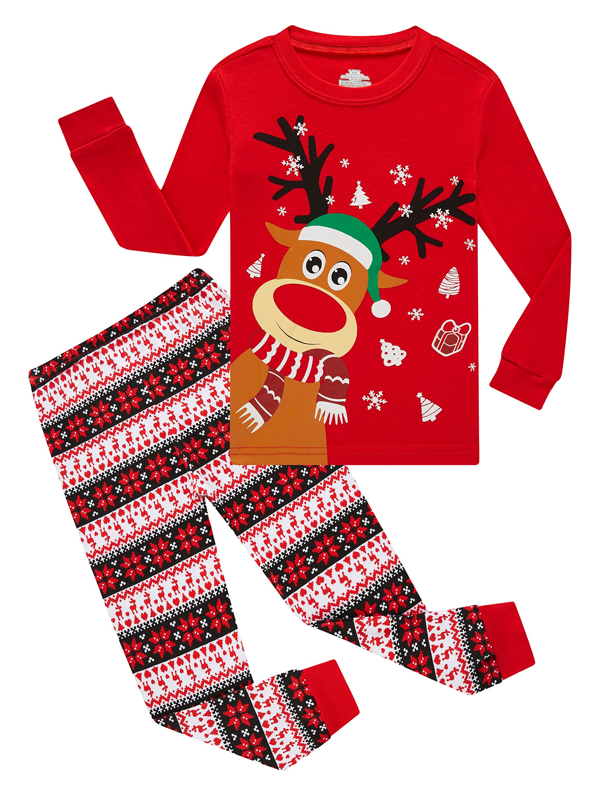 Family Feeling Baby Girls Boys Long Sleeve Christmas Pajamas Sets Cotton Pyjamas Toddler Infant Kids 18-24 Months Reindeer