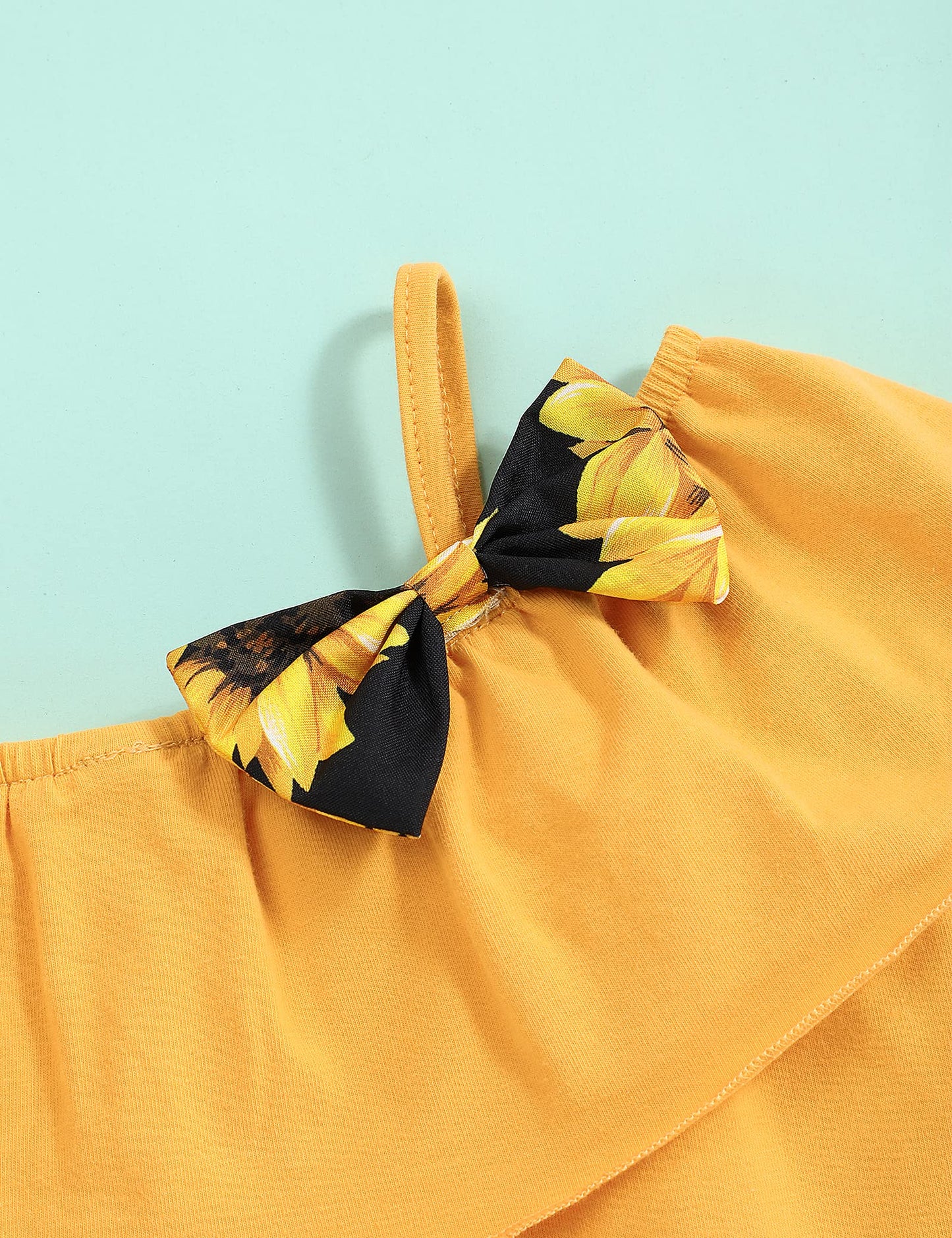 Hipea Toddler Baby Girls Summer Clothes Outfits Ruffle Camisole Casual Tops And Sunflower Shorts 2-Piece Newborn Girl Clothing S