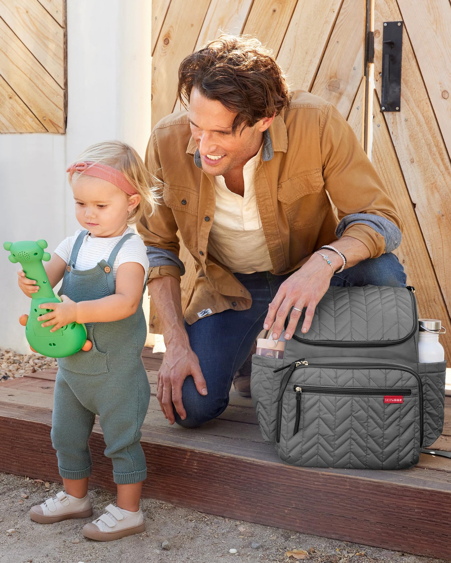Skip Hop Diaper Bag Backpack: Forma, Multi-Function Baby Travel Bag With Changing Pad & Stroller Attachment, Grey