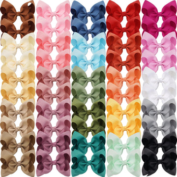 C  Llot 50 Pieces 4.5 Inch Hair Bows For Girls Clips Grosgrain Ribbon Boutique Hair Bow Alligator Clips For Girls Teens Toddlers