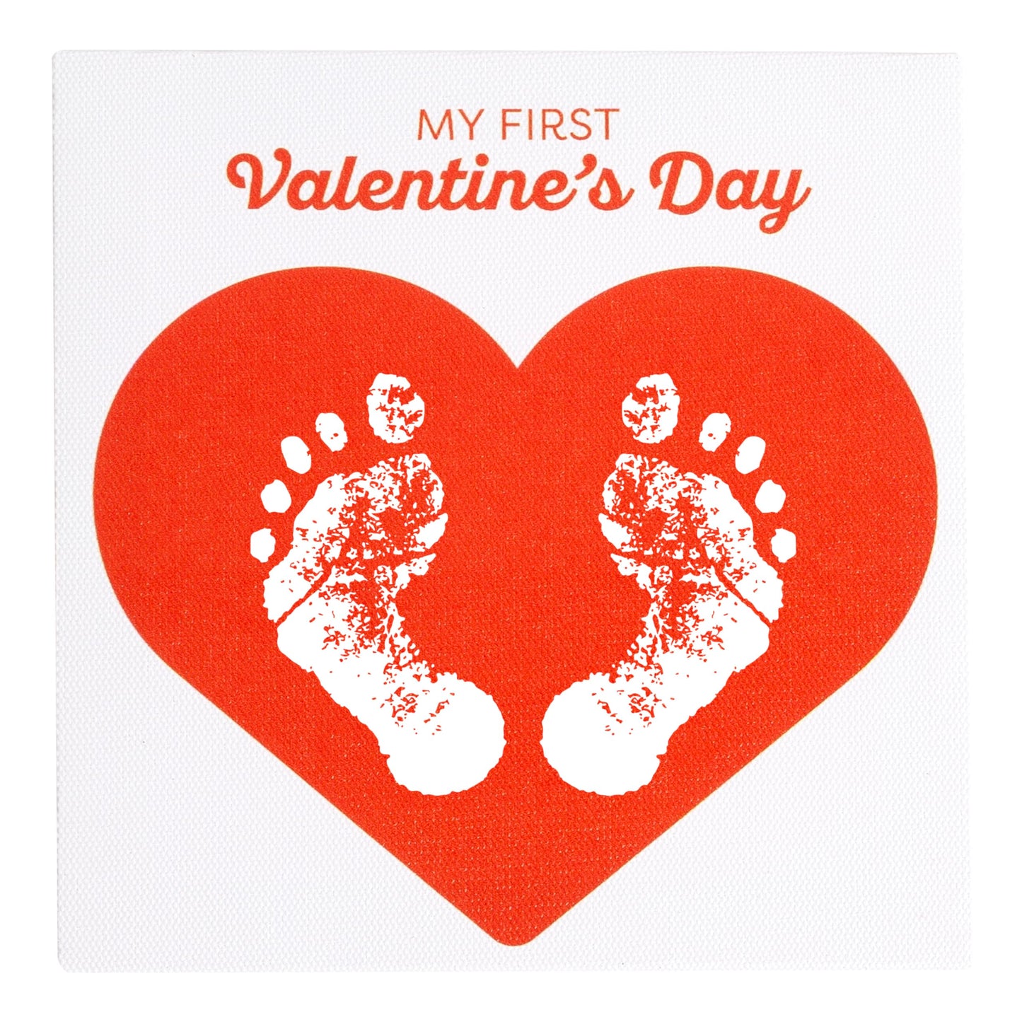 Pearhead My First Valentines Day Print Canvas, Newborn Handprint and Footprint Keepsake Kit, Includes White Paint for Babys Pr