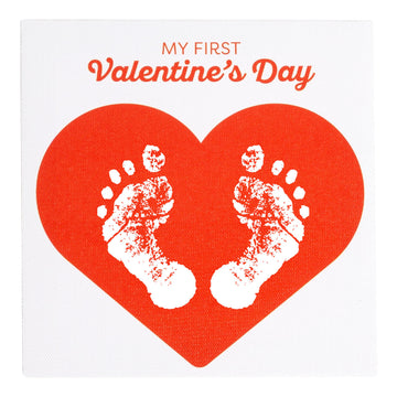 Pearhead My First Valentines Day Print Canvas, Newborn Handprint and Footprint Keepsake Kit, Includes White Paint for Babys Pr