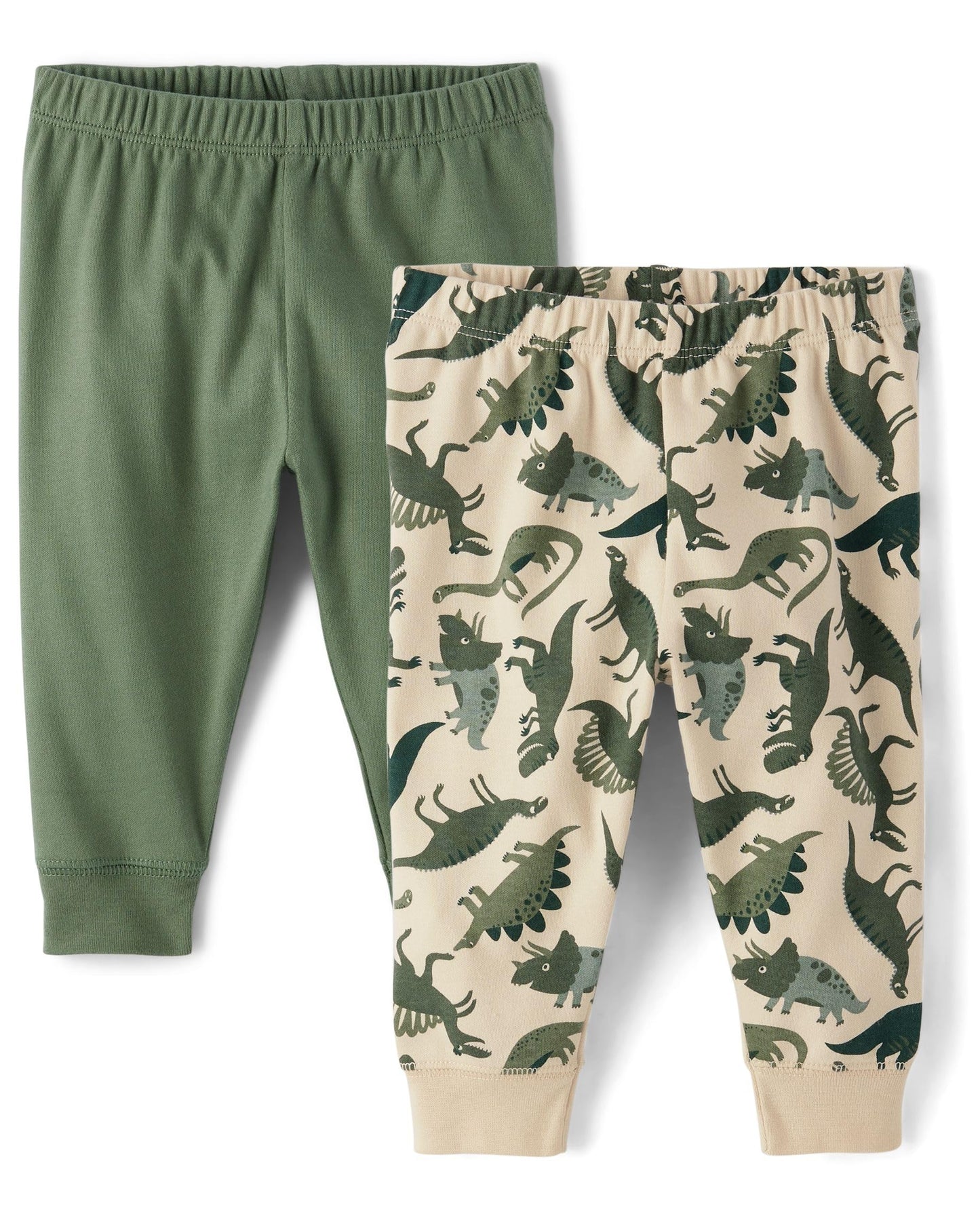 The Children'S Place,Baby Boys,And Newborn Jogger Bottoms,Dino/Green 2-Pack,12 Months,18 Months