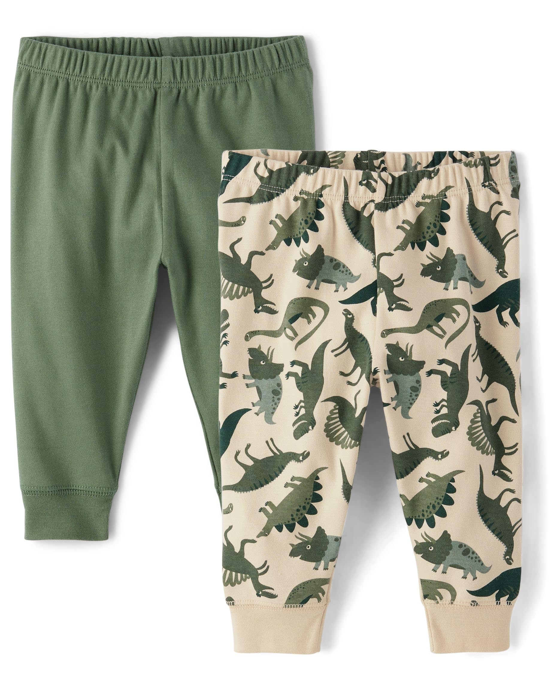 The Children'S Place,Baby Boys,And Newborn Jogger Bottoms,Dino/Green 2-Pack,3 Months,6 Months