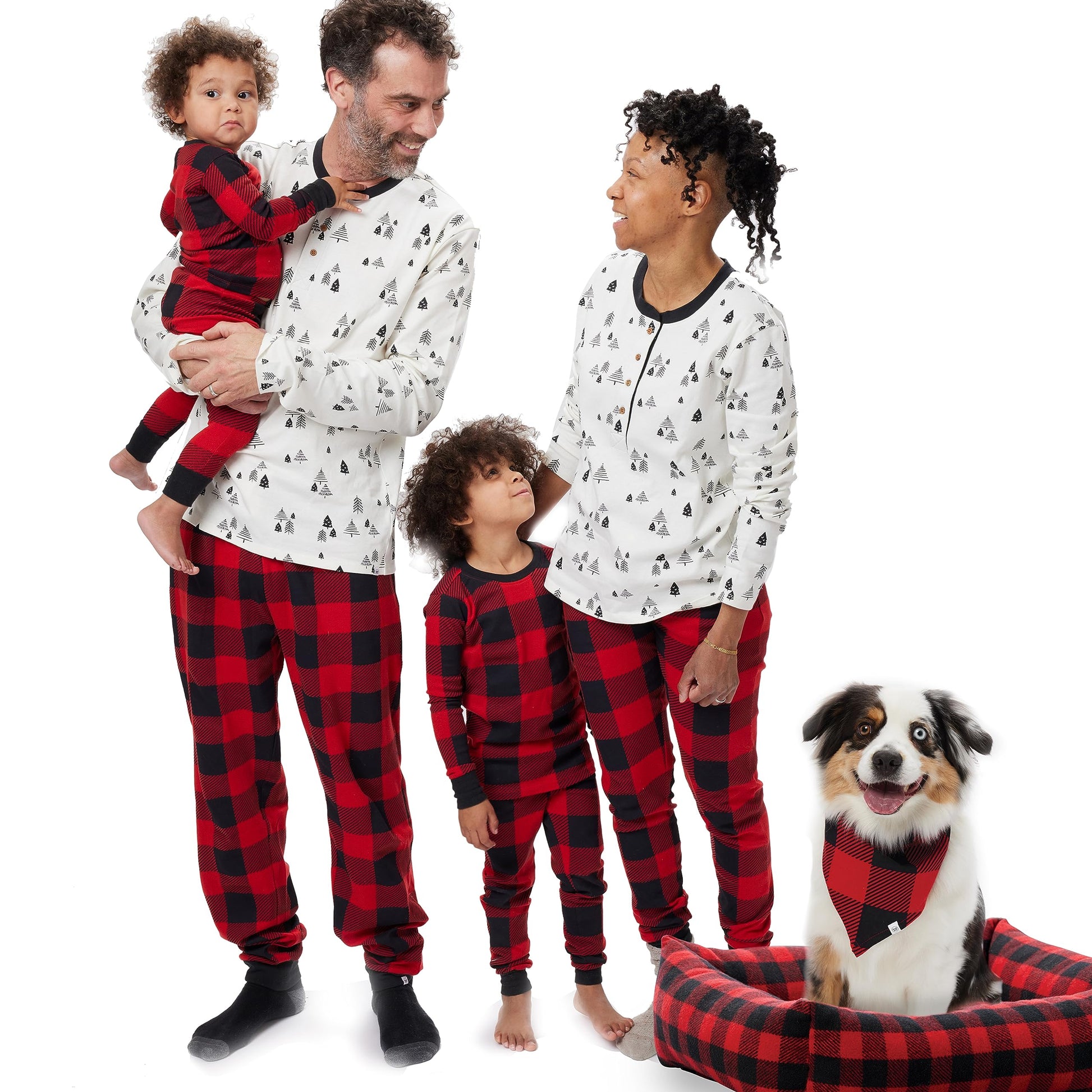 Honestbaby 2-Piece Family Matching Pajamas Organic Cotton, Women, Kids, Toddlers, Baby Boys, Girls, Unisex Pets, Holiday Tartan,